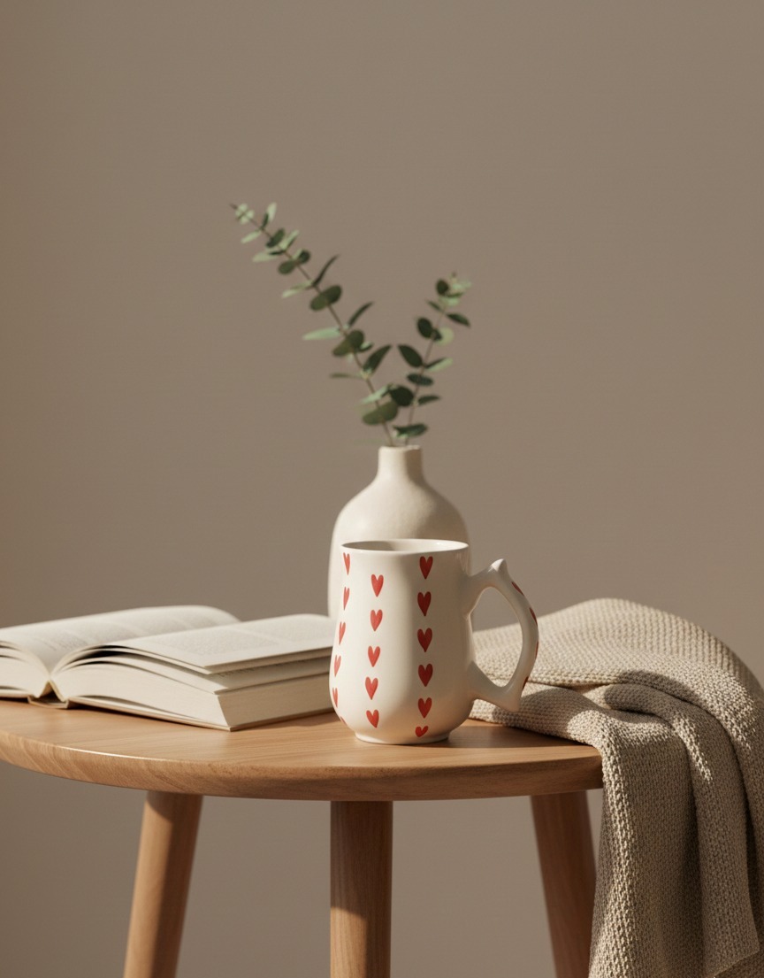 Naturra by Crazy Sutra White Ceramic Coffee Mug with Heart Print | Stylish Printed Tea & Coffee Cup | Microwave & Dishwasher Safe Mug for Home, Office & Gifting