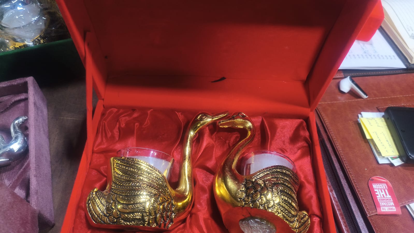 Sukoon by Crazy Golden Swan Tealight Candle Holders Set of 2 | Decorative Metal Swan Diya with Glass Tealight Cups | Luxury Home Décor & Festive Candle Stand for Diwali, Wedding & Gifting