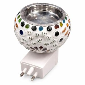 Electric Kapoor Dani Camphor Diffuser with Metal Bowl | Decorative Plug-in Aroma Oil Burner for Home Temple, Puja, Meditation & Fragrance Diffuser