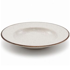 Crazy Sutra Naturra Ivory White Ceramic Pasta Plate Set of 2 | Handcrafted Stoneware Soup & Pasta Bowls | Deep Dinner Serving Plates | Microwave & Dishwasher Safe