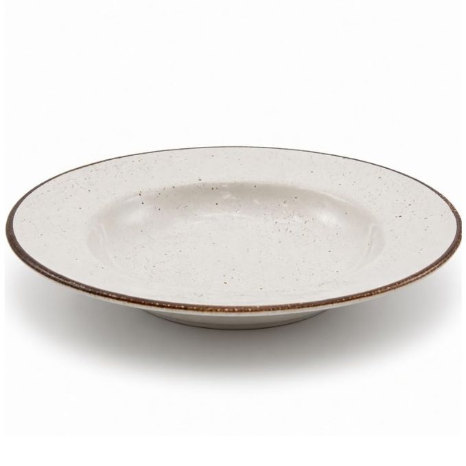 Crazy Sutra Naturra Ivory White Ceramic Pasta Plate Set of 2 | Handcrafted Stoneware Soup & Pasta Bowls | Deep Dinner Serving Plates | Microwave & Dishwasher Safe