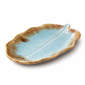 Crazy Sutra Naturra Leaf Shape Ceramic Serving Platter – Designer Snack & Dry Fruit Tray for Dining, Serving & Home Décor