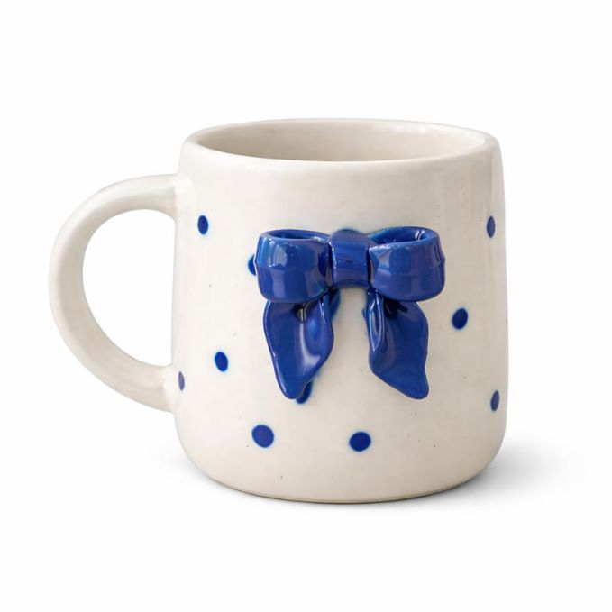 Cute Blue Bow Ceramic Coffee Mug Online in India