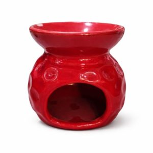 Luxury red ceramic aroma oil burner for essential oils and wax melt fragrance diffuser