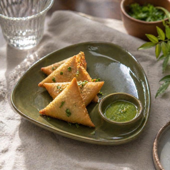 Crazy Sutra Naturra Green Triangle Ceramic Serving Plate Set of 2 | Modern Snack, Dessert & Appetizer Plates | Stoneware Tableware