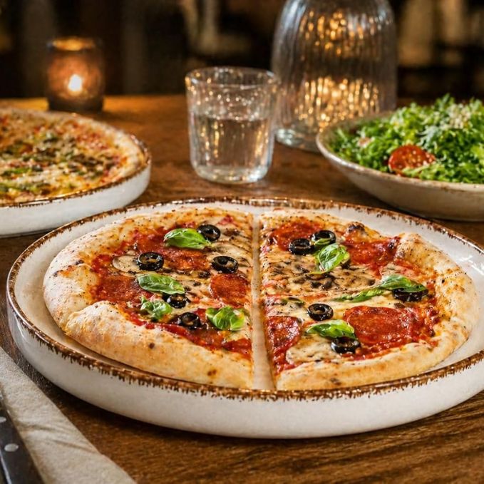 Crazy Sutra Naturra Ceramic Pizza Plate Set of 2 | Rustic Stoneware Pizza Serving Plates | Microwave & Dishwasher Safe Dinnerware