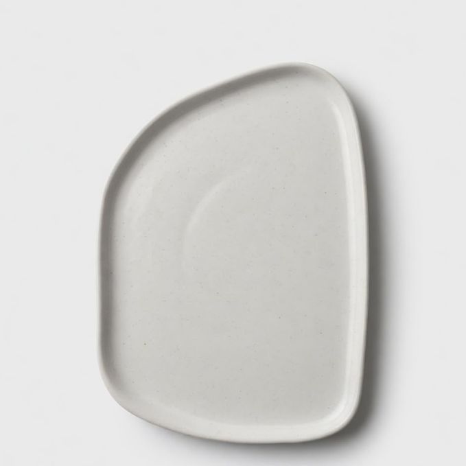 Crazy Sutra Naturra White Ceramic Teda MEDA Serving Platte | Irregular Modern Abstract Snack & Appetizer Plate | Elegant Stoneware Serving Dish