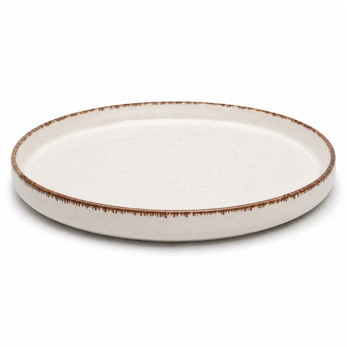 Crazy Sutra Naturra Ceramic Pizza Plate Set of 2 | Rustic Stoneware Pizza Serving Plates | Microwave & Dishwasher Safe Dinnerware