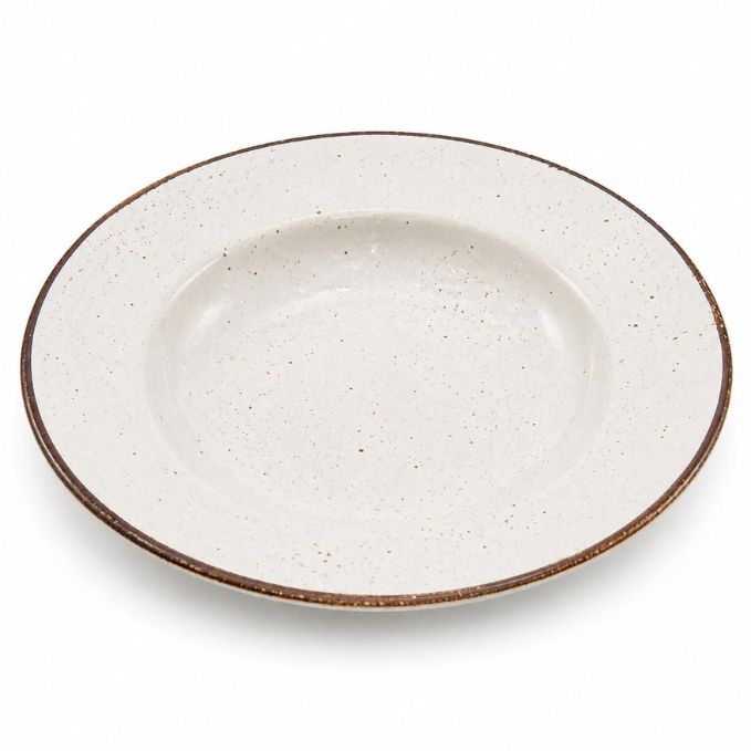 Crazy Sutra Naturra Ivory White Ceramic Pasta Plate Set of 2 | Handcrafted Stoneware Soup & Pasta Bowls | Deep Dinner Serving Plates | Microwave & Dishwasher Safe