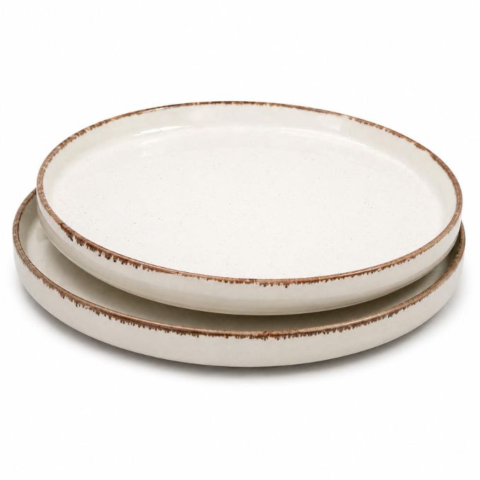 Crazy Sutra Naturra Ceramic Pizza Plate Set of 2 | Rustic Stoneware Pizza Serving Plates | Microwave & Dishwasher Safe Dinnerware