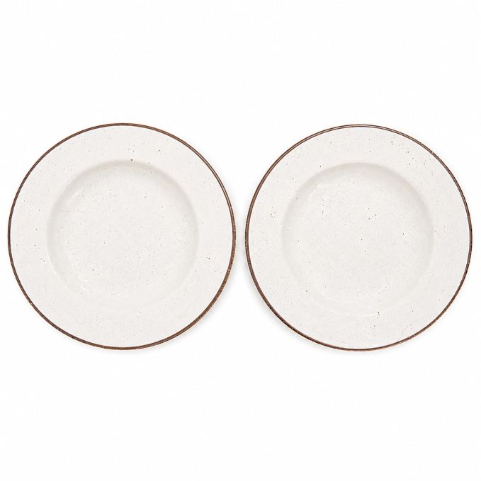 Crazy Sutra Naturra Ivory White Ceramic Pasta Plate Set of 2 | Handcrafted Stoneware Soup & Pasta Bowls | Deep Dinner Serving Plates | Microwave & Dishwasher Safe