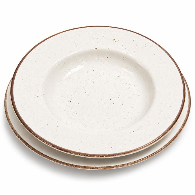 Crazy Sutra Naturra Ivory White Ceramic Pasta Plate Set of 2 | Handcrafted Stoneware Soup & Pasta Bowls | Deep Dinner Serving Plates | Microwave & Dishwasher Safe