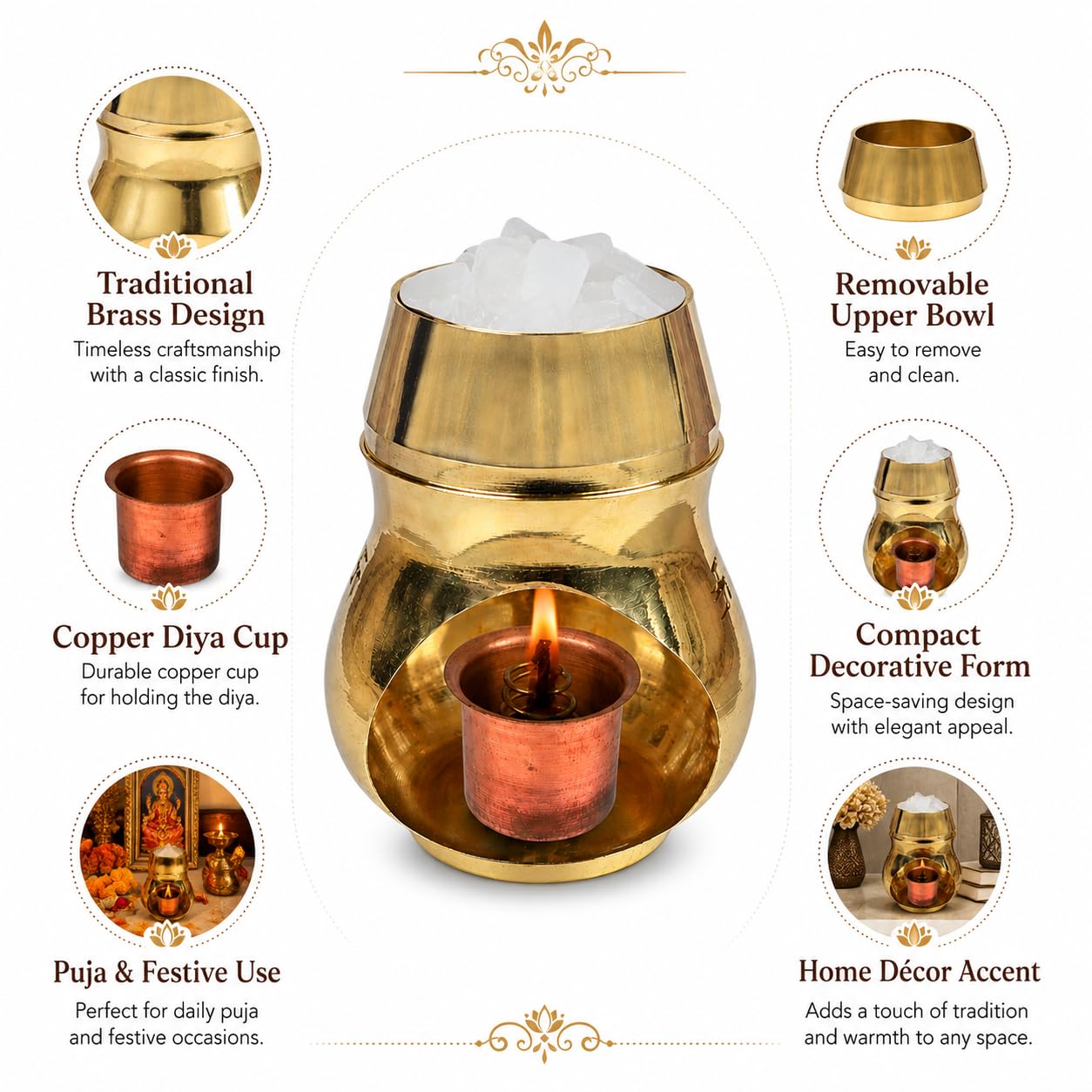 Sukoon by Crazy Sutra Traditional Brass Kapoor Dani & Diya