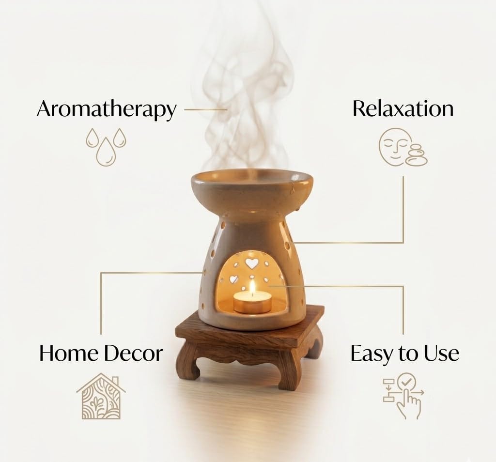 Sukoon by Crazy Sutra Big Ceramic Aroma Oil Diffuser | Ceramic Oil Diffuser, Essential Oil Burner & Wax Melt Warmer for Aromatherapy & Home Fragrance