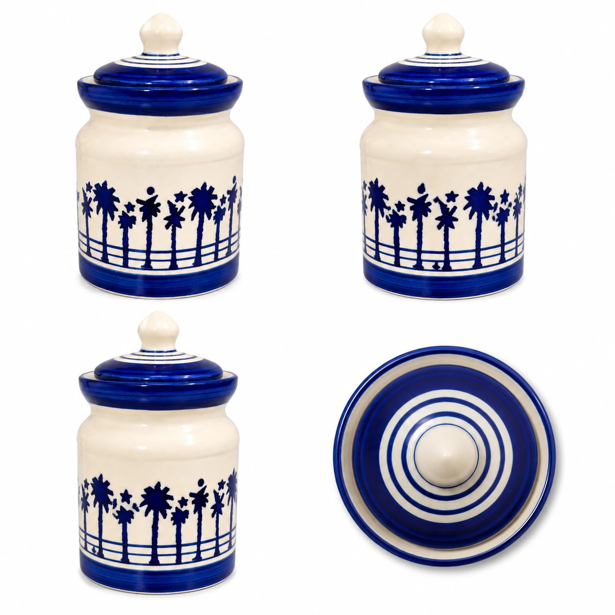 Crazy Sutra Naturra Ceramic Storage Jar with Lid | Blue & White Floral Kitchen Canister