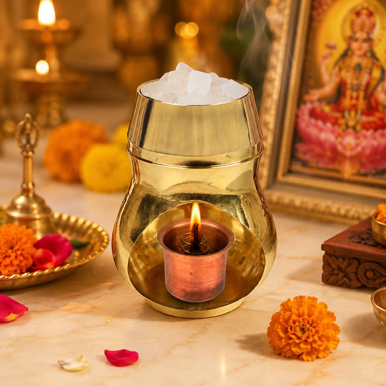Sukoon by Crazy Sutra Traditional Brass Kapoor Dani & Diya
