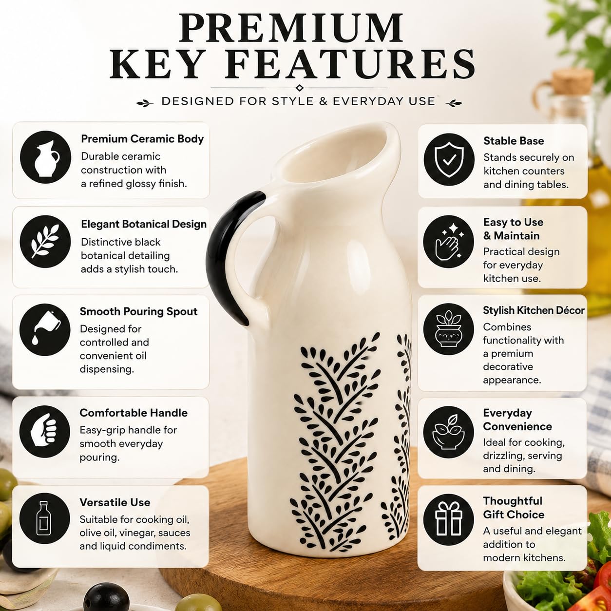 Ceramic Oil Dispenser Bottle with Handle | Crazy Sutra Naturra