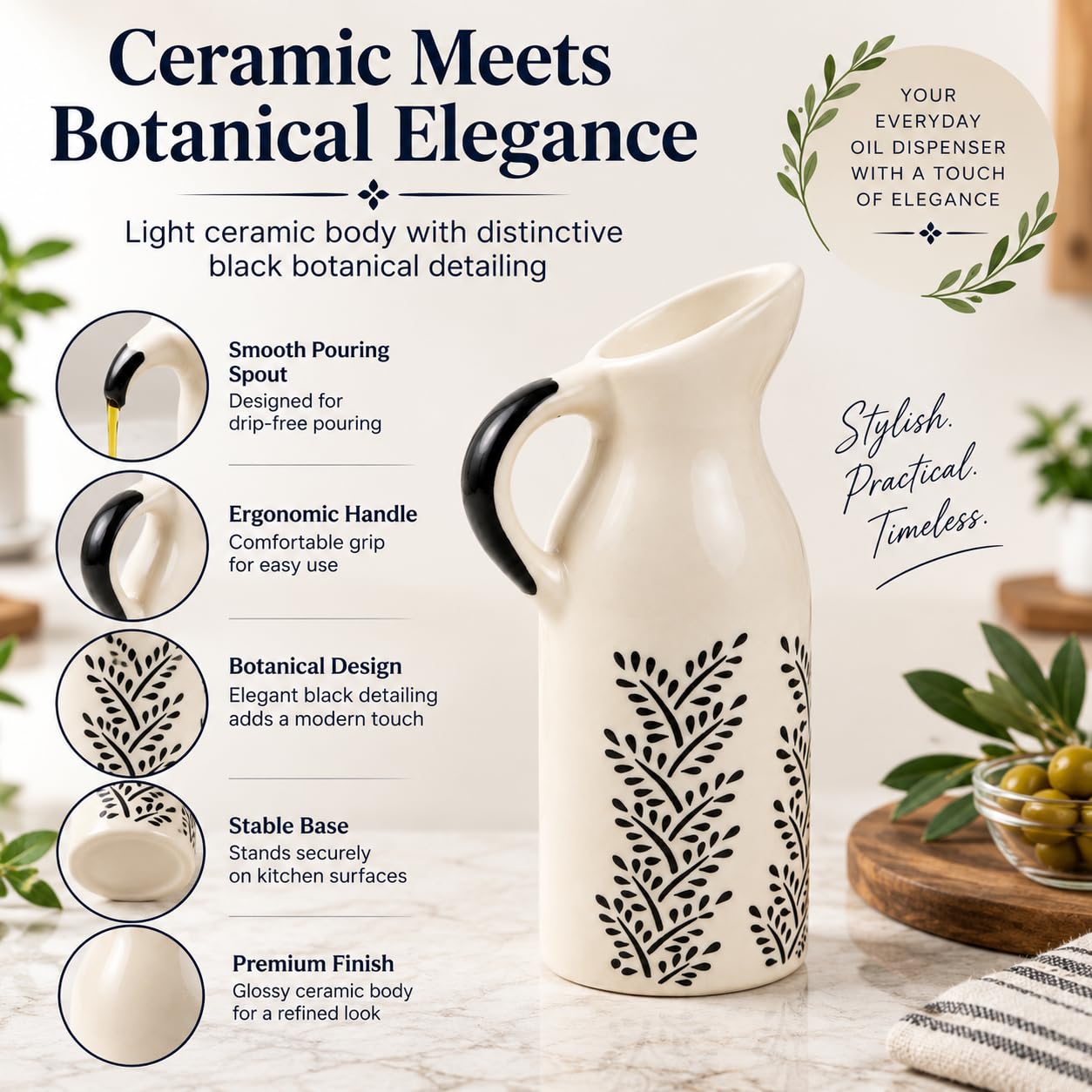Ceramic Oil Dispenser Bottle with Handle | Crazy Sutra Naturra