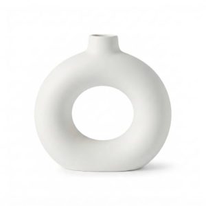 White Ceramic Donut Vase 4 Inch for Home Décor