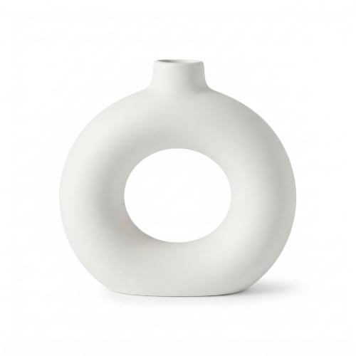 White Ceramic Donut Vase 4 Inch for Home Décor