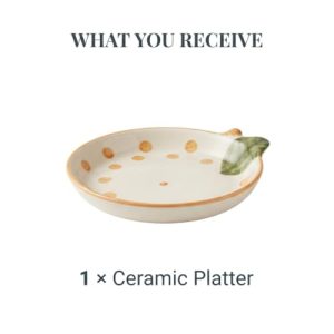 Crazy Sutra Ceramic Decorative Serving Plates – Orange Dot & Leaf Design, Set of 2