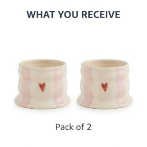 Crazy Sutra Pink Bori Shape Ceramic Tumblers with Heart Design – Set of 2