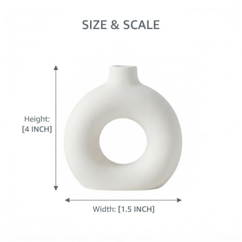 White Ceramic Donut Vase 4 Inch for Home Décor