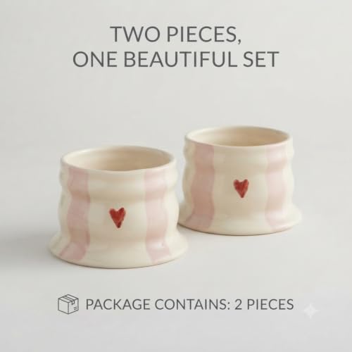 Crazy Sutra Pink Bori Shape Ceramic Tumblers with Heart Design – Set of 2