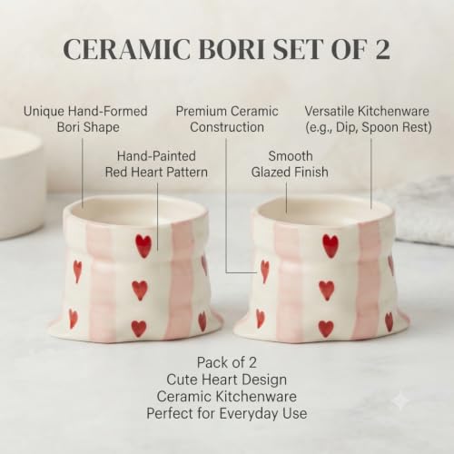 Crazy Sutra Pink Bori Shape Ceramic Tumblers with Heart Design – Set of 2