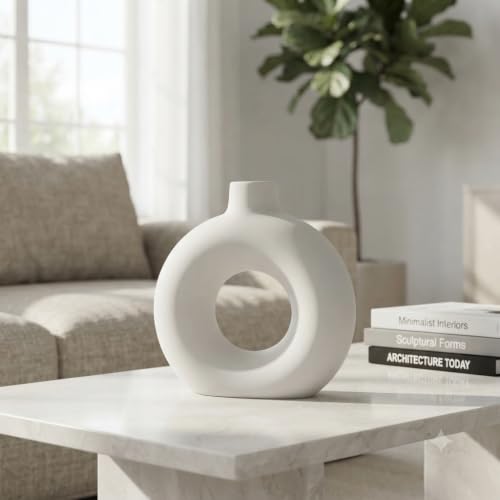 White Ceramic Donut Vase 4 Inch for Home Décor