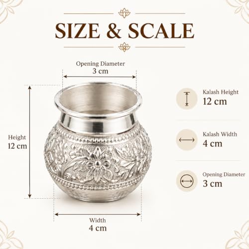 Crazy Sutra Aluminium Silver Kalash with Embossed Design