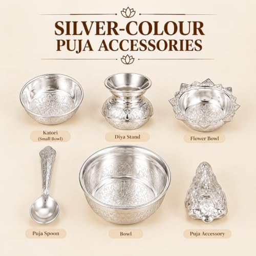 Brass Pooja Thali Set with Golden Gift Box