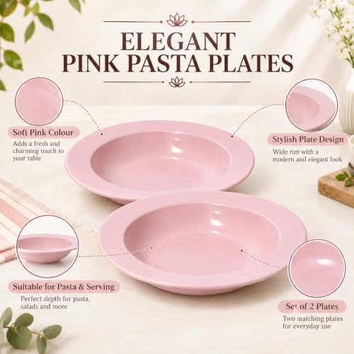 Pink Ceramic Pasta Plates Set of 2 | Crazy Sutra