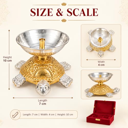 Crazy Sutra Aluminium Silver Tortoise Diya with Gift Box