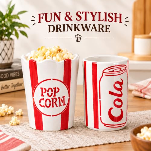 Crazy Sutra Ceramic Popcorn & Cola Cups Set of 2