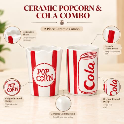 Crazy Sutra Ceramic Popcorn & Cola Cups Set of 2