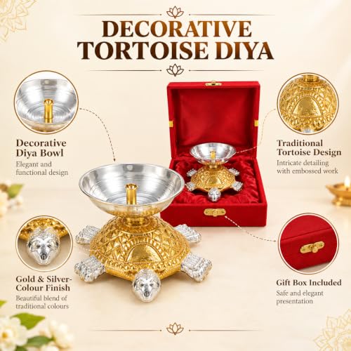 Crazy Sutra Aluminium Silver Tortoise Diya with Gift Box
