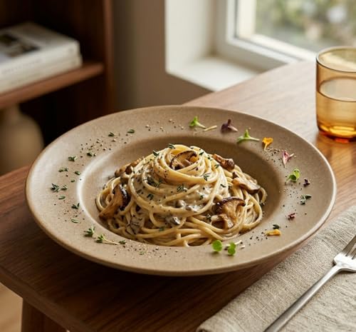 Naturra Brown Ceramic Pasta Plate Set of 2 with Floral Design