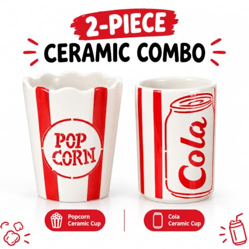 Crazy Sutra Ceramic Popcorn & Cola Cups Set of 2