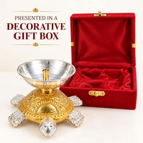 Crazy Sutra Aluminium Silver Tortoise Diya with Gift Box