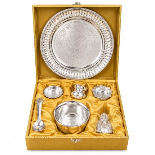 Brass Pooja Thali Set with Golden Gift Box