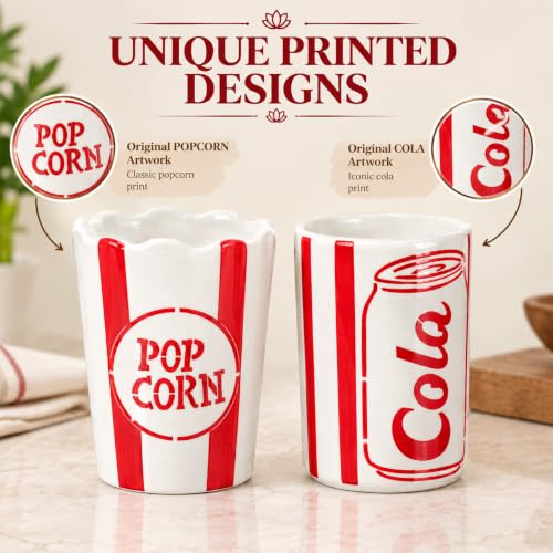 Crazy Sutra Ceramic Popcorn & Cola Cups Set of 2