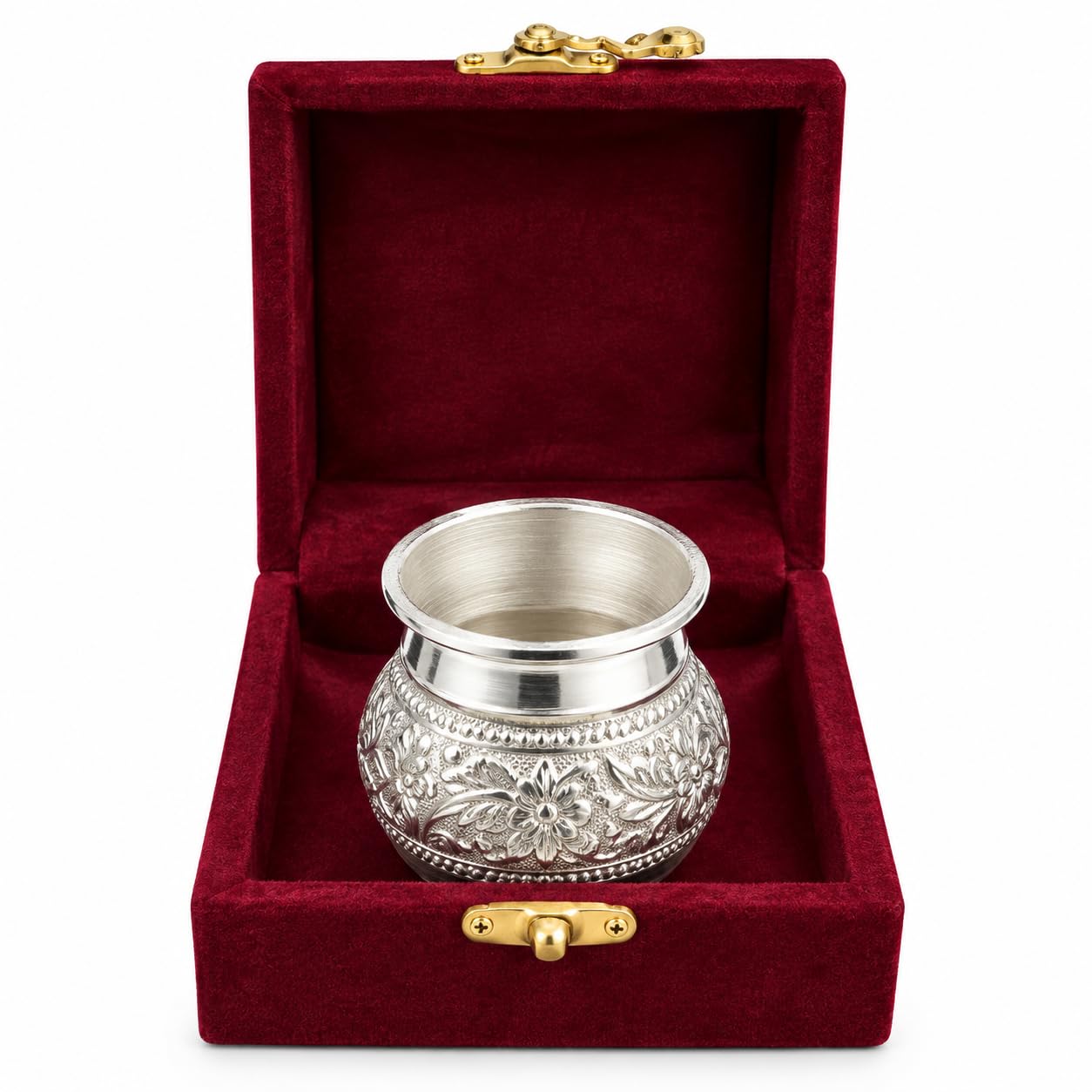 Crazy Sutra Aluminium Silver Kalash with Embossed Design